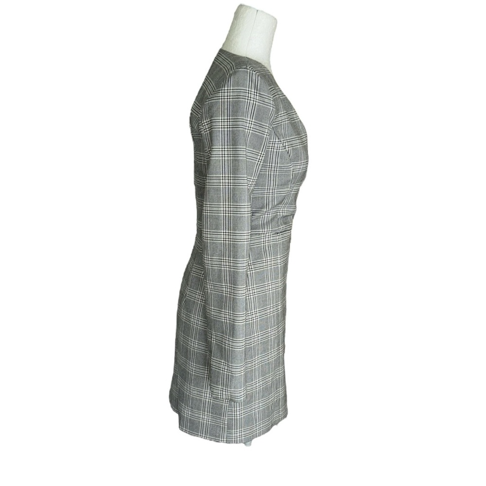 Zara Black & White Plaid Wrap Front Rhinestone Button Blazer Mini Dress - XS - Picture 9 of 16